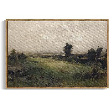 InSimSea Framed Vintage Landscape Canvas Wall Art | Wild Field Oil Painting Prints | Cottagecore ... | Amazon (US)