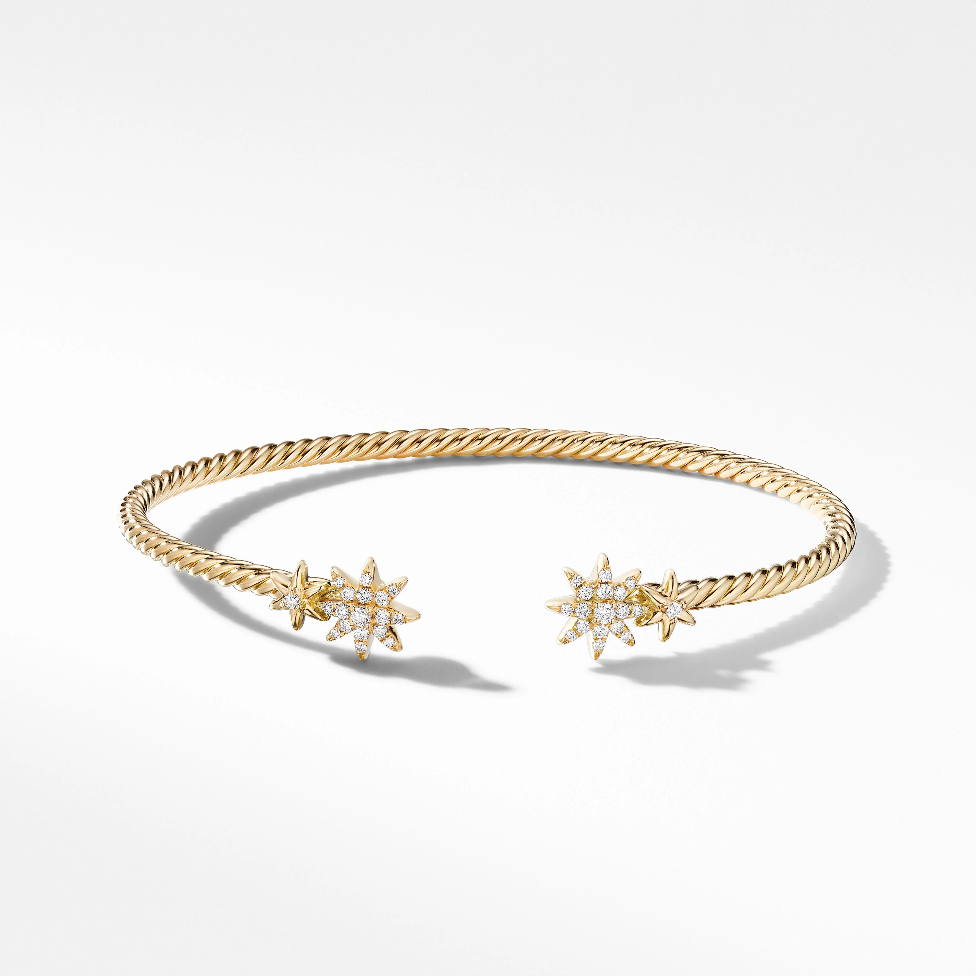 Petite Starburst Cable Bracelet in 18K Yellow Gold with Pavé Diamonds | David Yurman