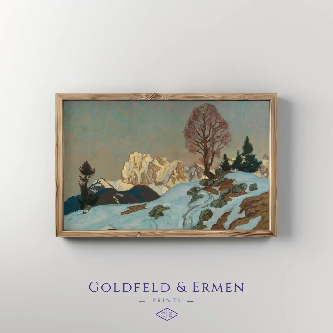 Winter Mountainscape Painting | Snowy Alps Wall Art | Vintage Seasonal Decor - Etsy | Etsy (US)