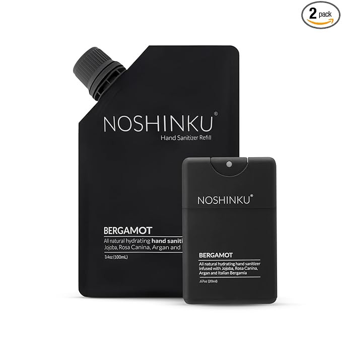 Noshinku Bergamot Pocket Hand Sanitizer Refill Kit: Refill Pouch + Sprayer Bundle | Organic Antib... | Amazon (US)