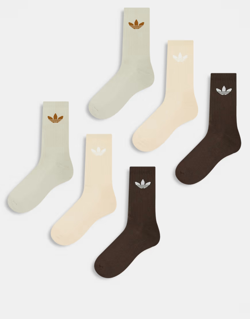 adidas Originals 6 pack socks in brown | ASOS (Global)