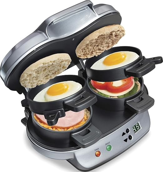 Hamilton Beach Dual Breakfast Sandwich Maker with Egg Cooker Rings & Timer | Perfect for English ... | Amazon (US)