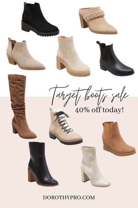 Target boots are 40% off for early Black Friday / cyber week sales. Target style has the best shoes! 

Knee high boots. Winter boots. Ankle booties. Hiking boots. Black boots. Faux fur boots. Slip on booties. Target finds. 

#LTKCyberweek #LTKsalealert #LTKunder50