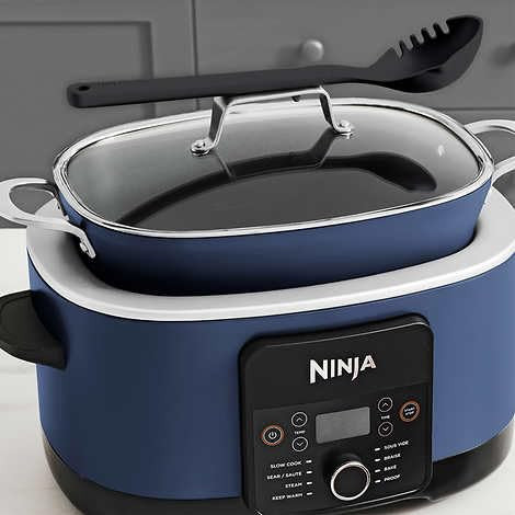 Ninja Foodi PossibleCooker PRO 8.5 Quart Multi-Cooker, with 8-in-1 Slow Cooker, Dutch Oven, Steamer & More, Glass Lid & Integrated Spoon, Nonstick, Oven Safe Pot to 500°F, Navy (Blue) | Amazon (US)