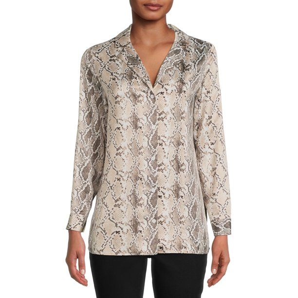 Nine.Eight Women's Long Sleeve Button Down Blouse | Walmart (US)