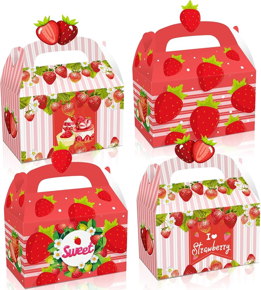 Strawberry Party Favor Boxes Strawberry Treat Boxes 12 PCS Strawberry Birthday Party Gift Boxes S... | Amazon (US)