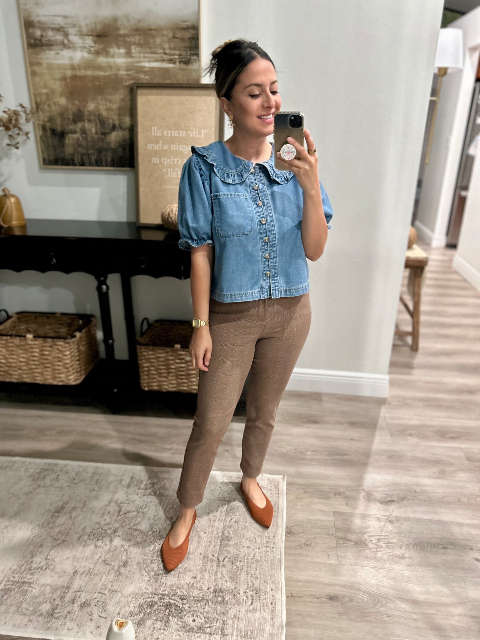 Florida Fall Style 🍂 Another beautiful top find from a small boutique shop in Lake Placid. I sized up to a medium for a comfier fit. I’ll link the exact top in my IG stories, but I’ve also linked a similar one. 

#LTKPetite #LTKWorkwear #LTKOver40
