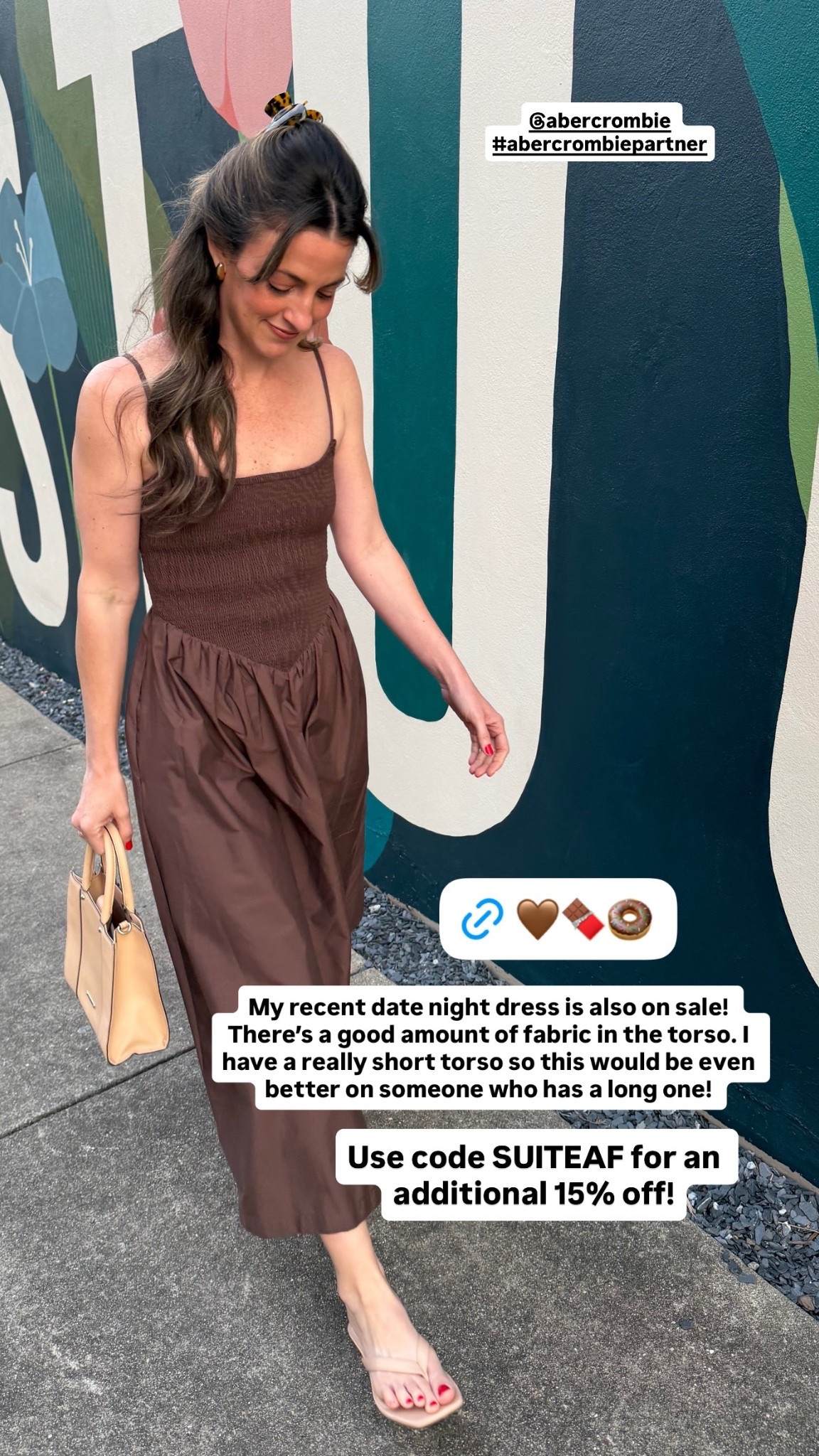 My recent date night dress is also on sale! There’s a good amount of fabric in the torso. I have a really short torso so this would be even better on someone who has a long one!  Use code SUITEAF for an additional 15% off! @abercrombie 
#abercrombiepartner

#LTKootd #LTKSaleAlert #LTKSeasonal