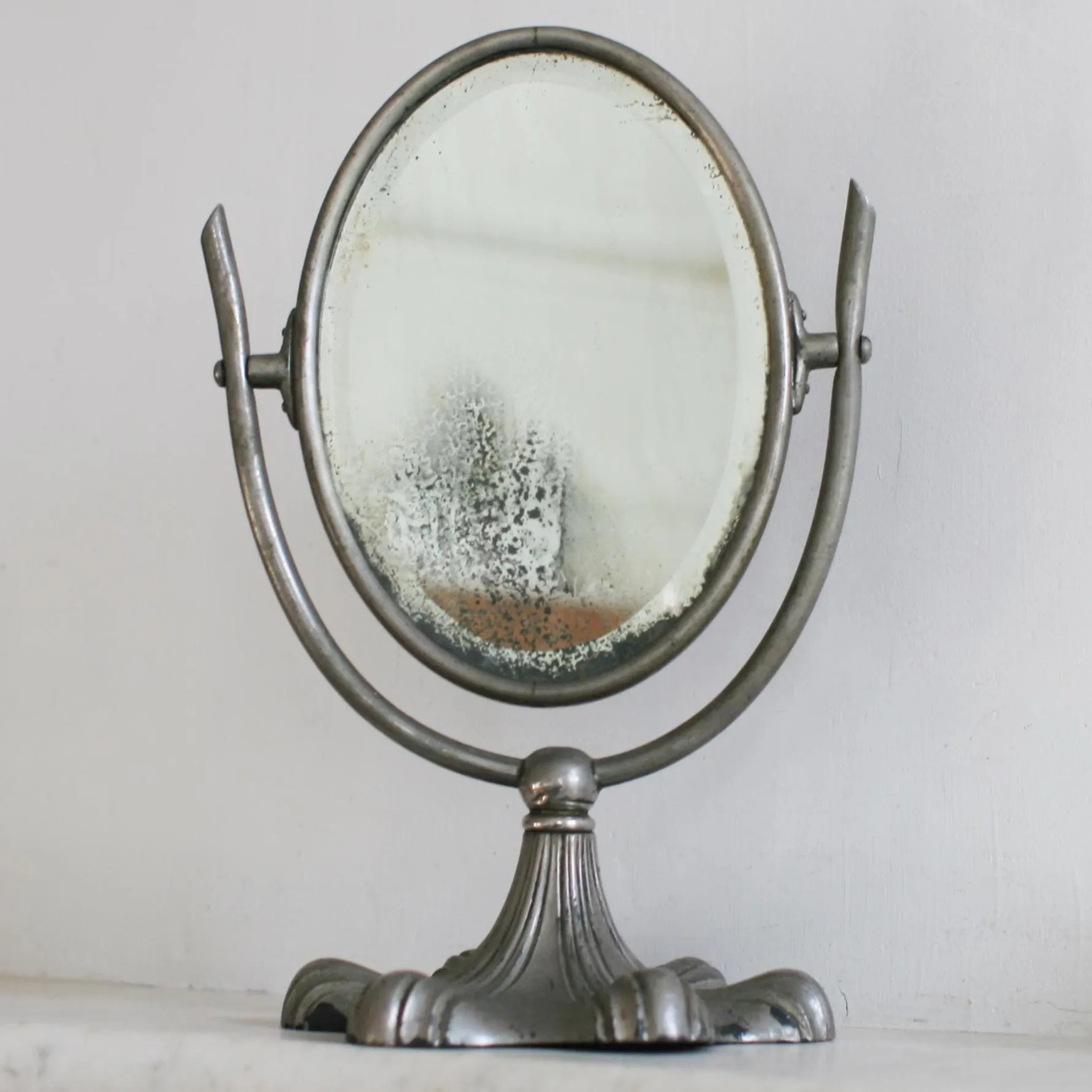 Antique Beveled Vanity Mirror, Adjustable Swivel Standing Shaving Silver, Art Nouveau, Art Deco M... | Etsy (US)