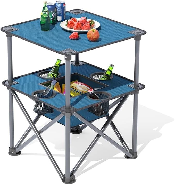 Folding Camping Table,Beach Tables for Sand Foldable,Camp Table,Comes with 4 Cup Holders and Stor... | Amazon (US)