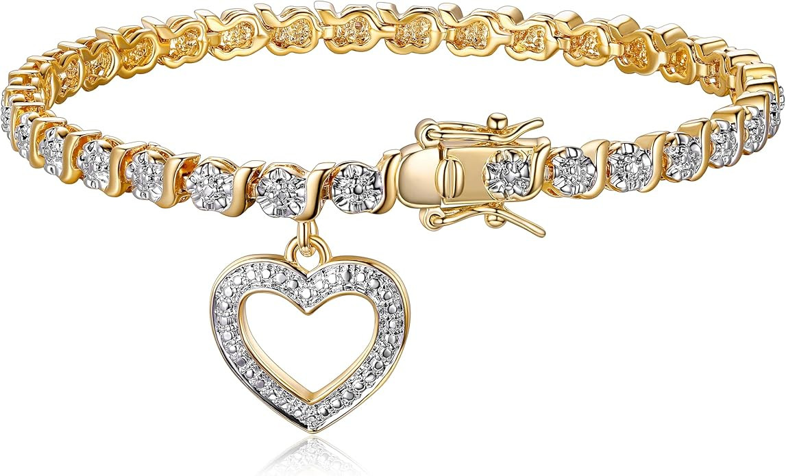 MORGAN & PAIGE Bronze Rhodium, 14k Rose Gold or 18k Yellow Gold Plated Diamond Accent Tennis Brac... | Amazon (US)