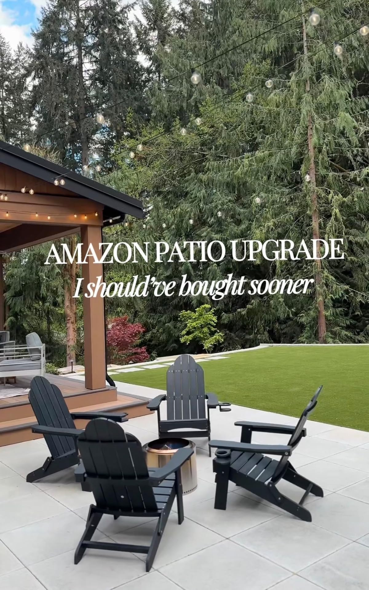 Upgraded Folding Adirondack Chair with All-Weather Cup Holder-EcoVida, Premium Wood Grain Texture... | Amazon (US)