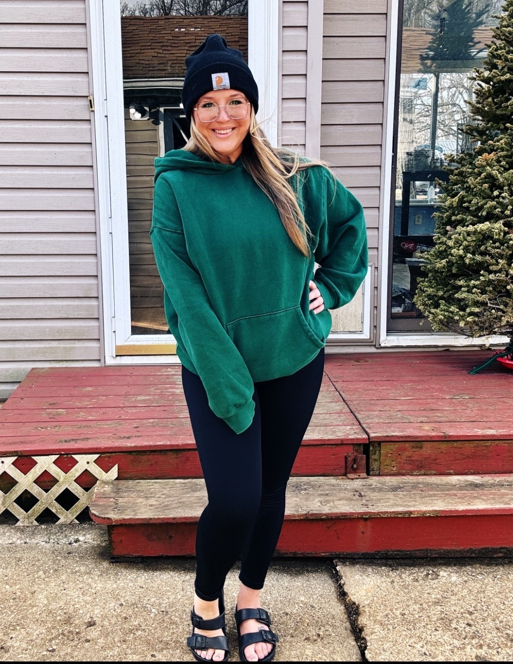 Welcome to the Midwest. Hoodies and sandals season. #target #comfort 
Hoodie is large or xl I can’t remember 
Leggings large 

#LTKSeasonal #LTKMidsize