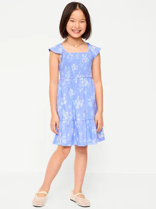 Printed Smocked Fit and Flare Dress for Girls | Old Navy (CA)