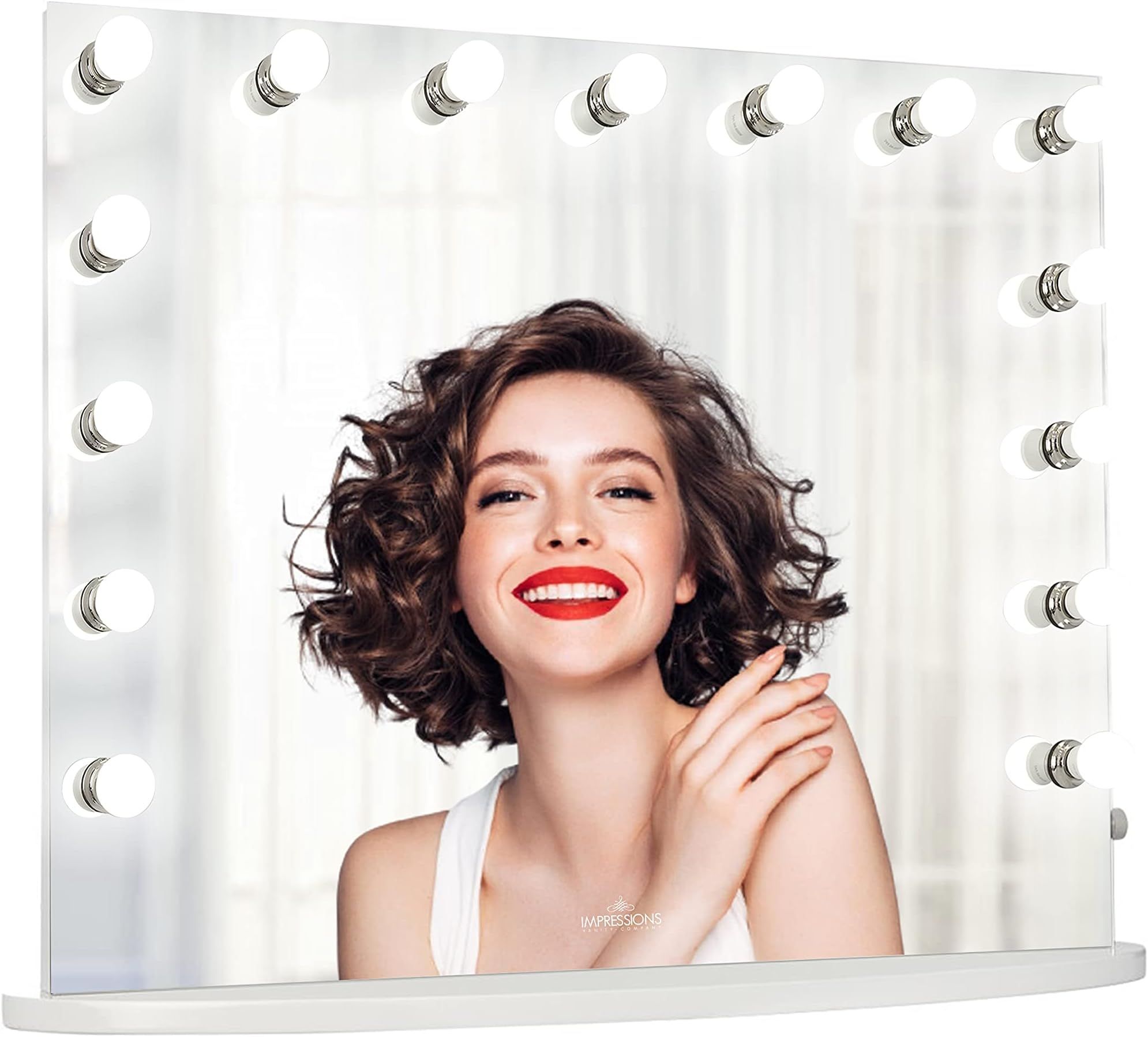 IMPRESSIONS Hollywood Premiere Slim Pro Vanity Mirror with 15 Frosted LED Lights, Dressing Mirror wi | Amazon (US)