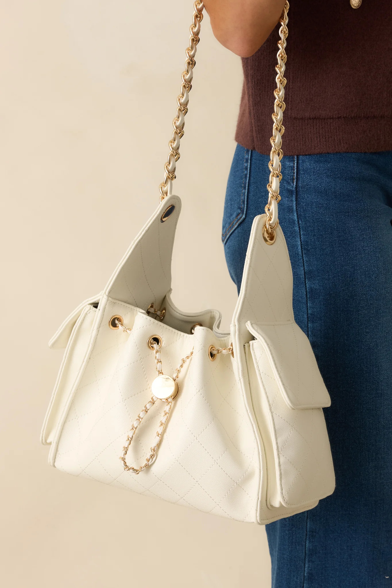 Promise Me Forever White Quilted Faux Leather Purse | Red Dress