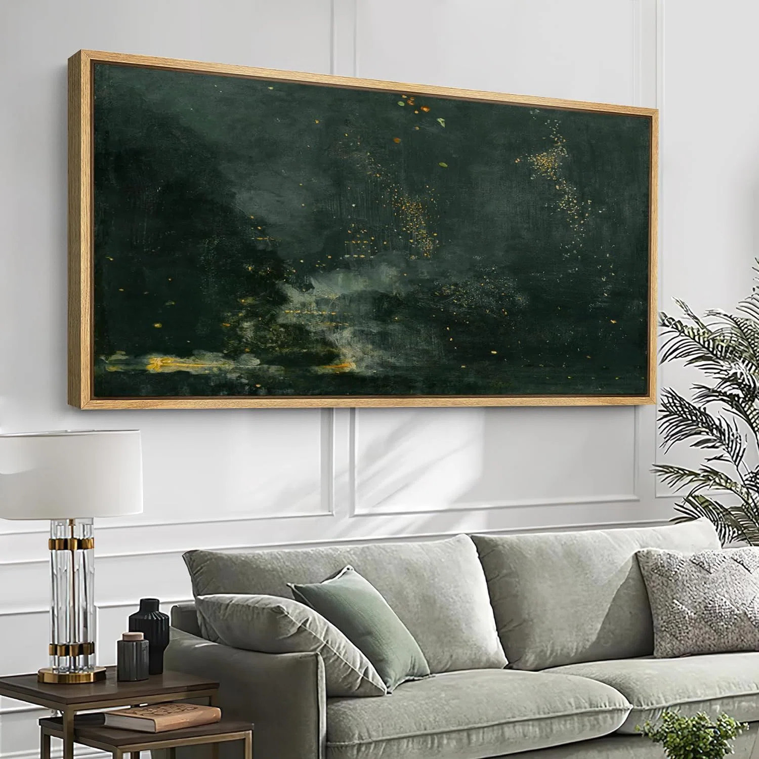 Minimal Landscape " Abstract Dark Green And Gold Flecks Modern Luxe Modern Art Calm Warm Extra La... | Wayfair North America