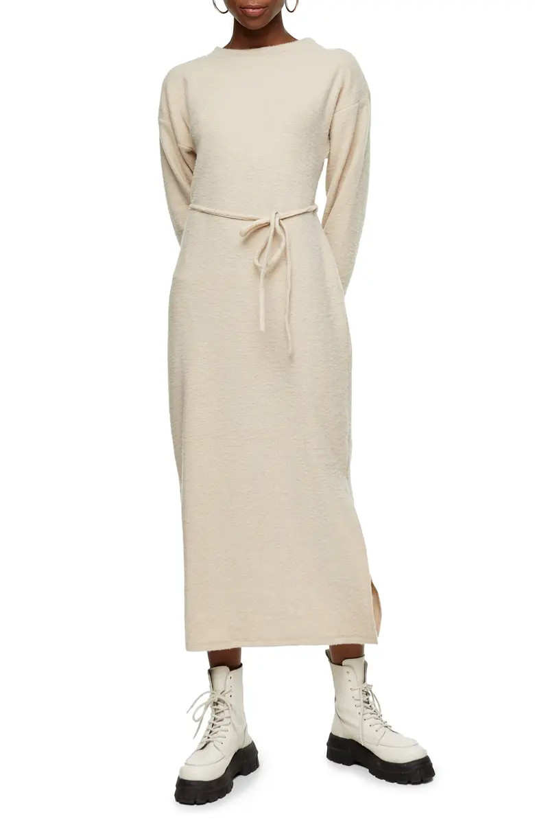 Topshop Belted Ribbed Knit Midi Dress | Nordstrom | Nordstrom