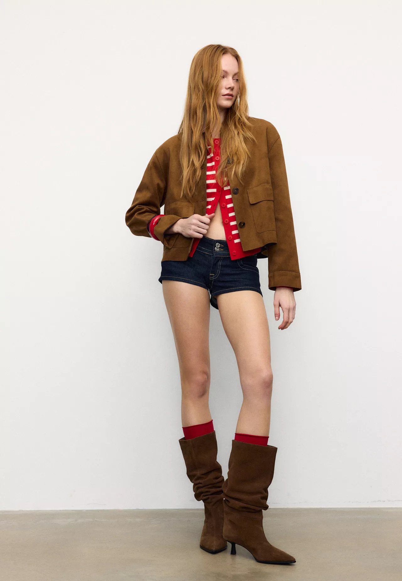 Slouchy kitten laarzen van leer - Leer voor dames | Stradivarius Netherlands | Stradivarius (NL)