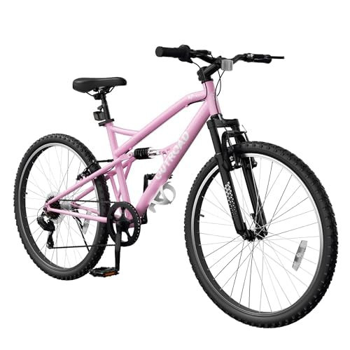 Brightpeak 26 inch Mountain Bike, 7 Speeds Lightweight Cycling Bicycles, V Brakes & Front Suspension MTB Bicycle for Men and Women, Adult Bike, Pink | Amazon (US)