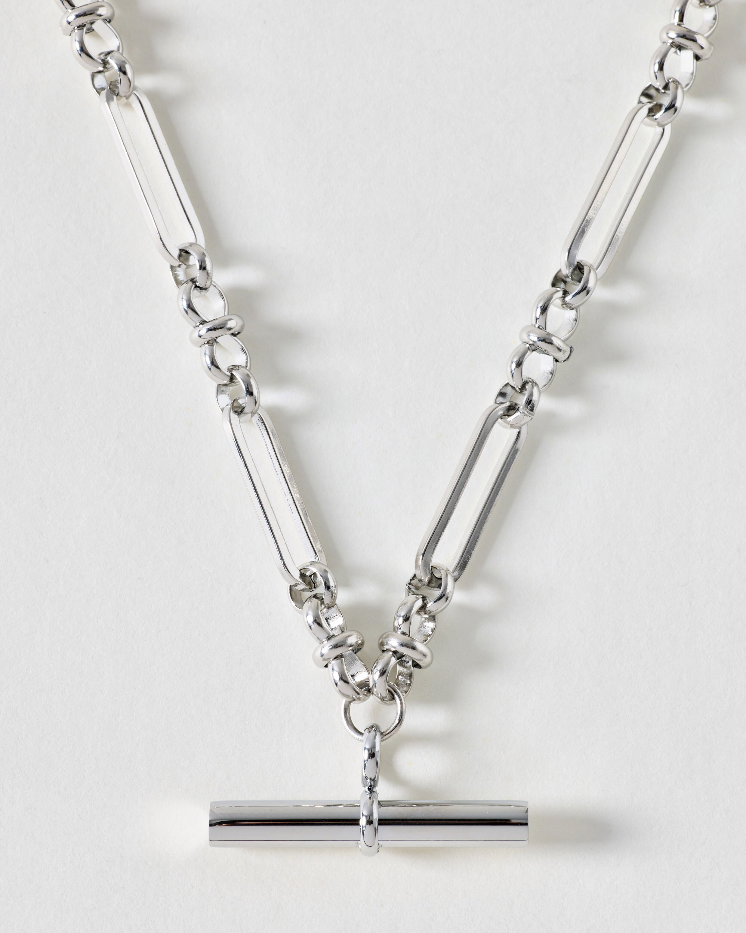 Toni Silver Tone Waterproof Long T-Bar Necklace | Oliver Bonas (Global)