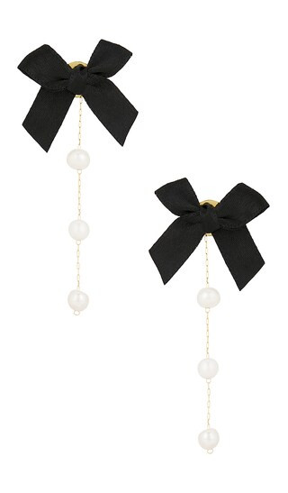 Smith Bow Earrings in Black | Revolve Clothing (Global)