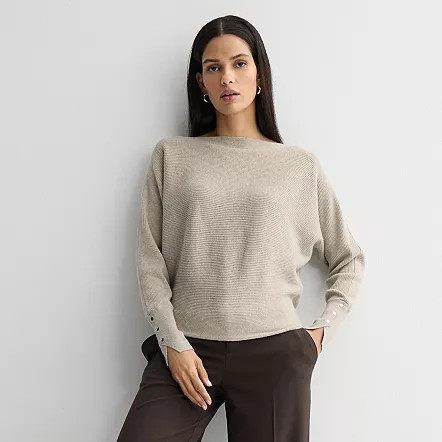 Women's Nine West Dolman Sweater With Buttons, Size: Small, Mineral Black | Kohl's
