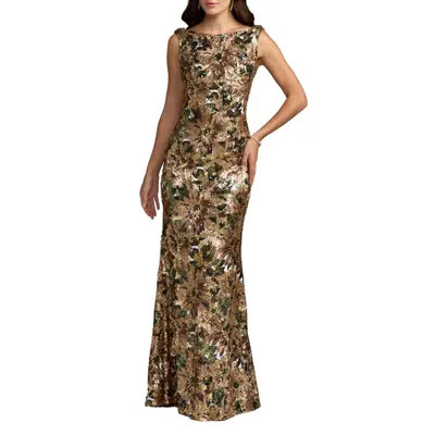 Mac Duggal Floral Sequin Mermaid Gown with Cowl Back in Chocolate Multi at Nordstrom, Size 10 | Nordstrom