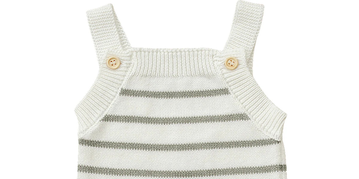 Sage Stripe Knit Bubble Romper | Mebie Baby