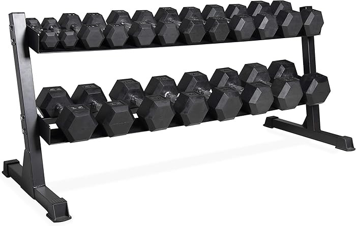 CAP 550 lb Coated Comfort Handle Hex Dumbbell Weight Set with Two Tier Rack | Amazon (US)