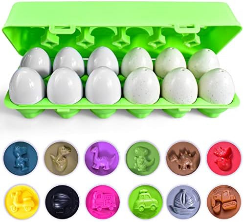 12 PCS Fun Egg Matching Toy, Toddler STEM Easter Eggs Toys, Shape Recognition Educational Color Sort | Amazon (US)