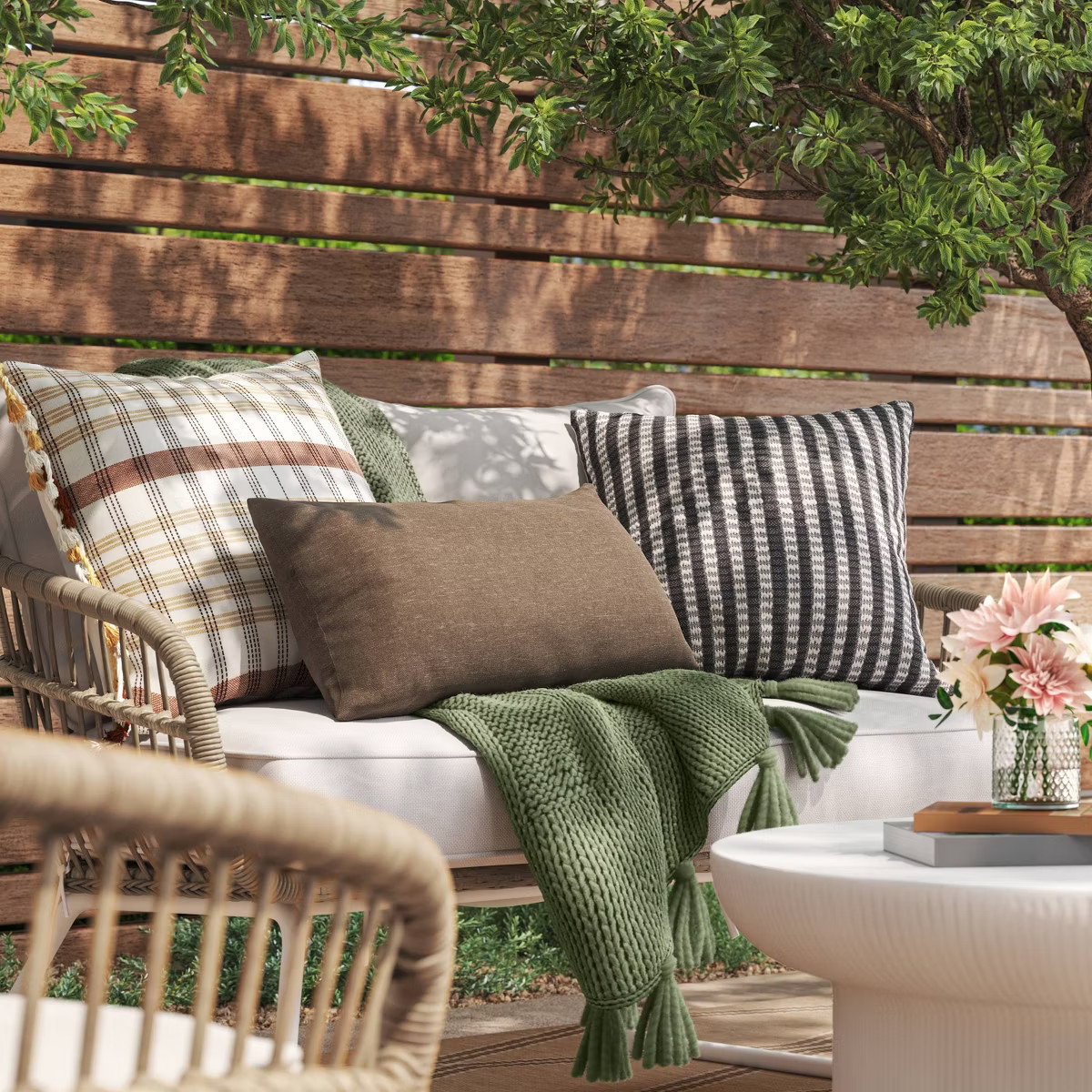 12"x24" Solid Woven Rectangular Outdoor Lumbar Pillow Brown - Threshold™ | Target