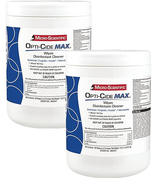 Micro-Scientific Opti-Cide Max Disinfecting Wipes (2 Pack) - 320 Wipes - Hospital Grade EPA Regis... | Amazon (US)