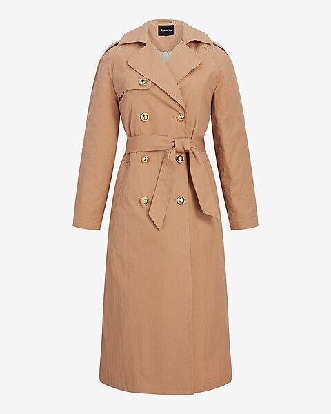 Nylon Sherpa-Lined Novelty Button Belted Trench Coat | Express