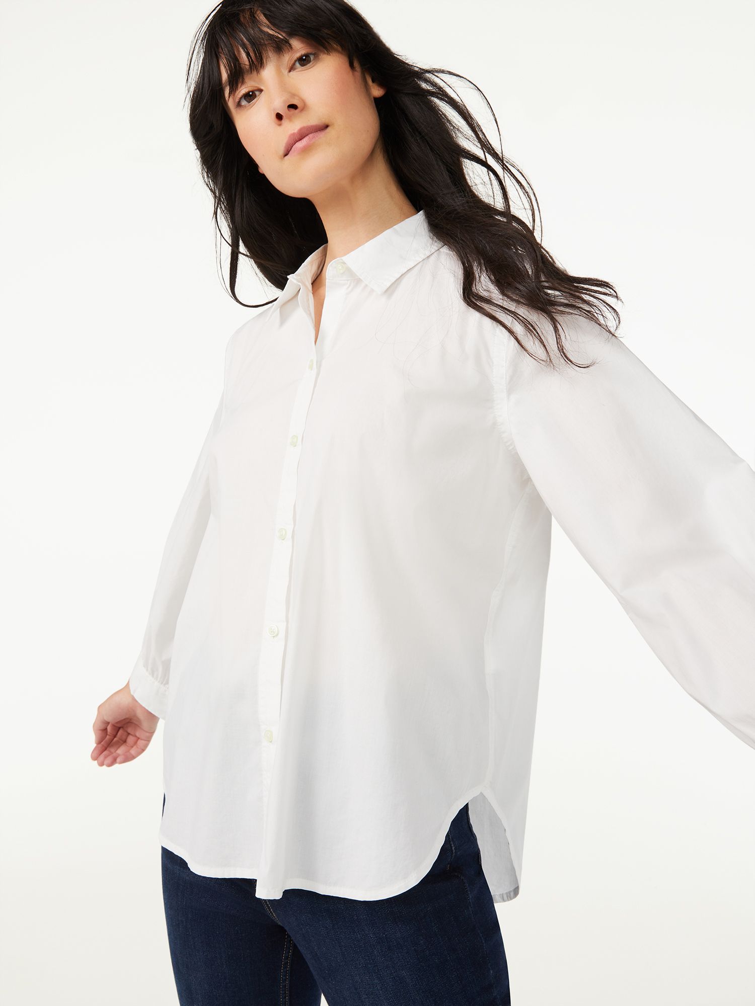 Free Assembly - Free Assembly Women's Boyfriend Shirt with Long Sleeves - Walmart.com | Walmart (US)