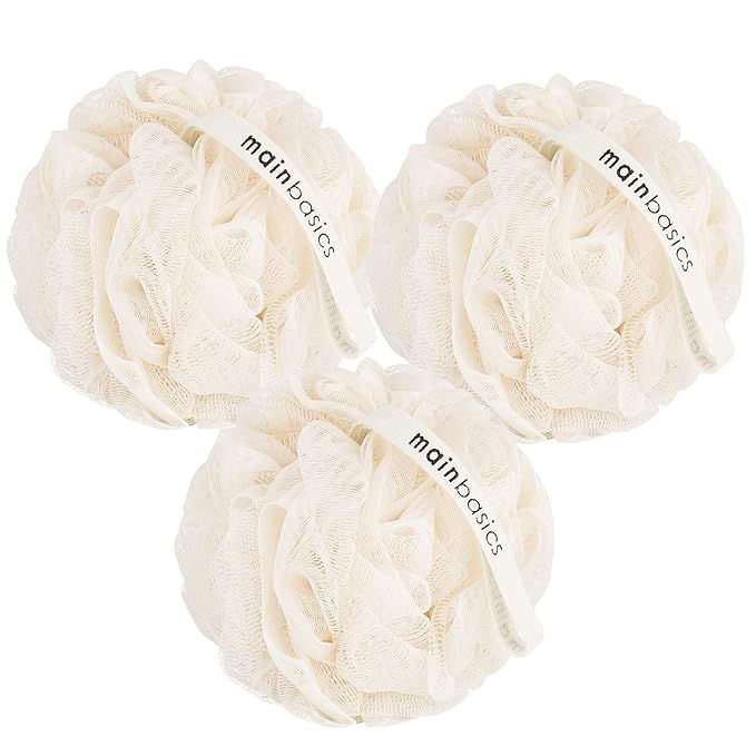 MainBasics Seaweed Extract Bath Shower Loofah Sponge Pouf Body Scrubber Exfoliator (Set of 3) | Amazon (US)