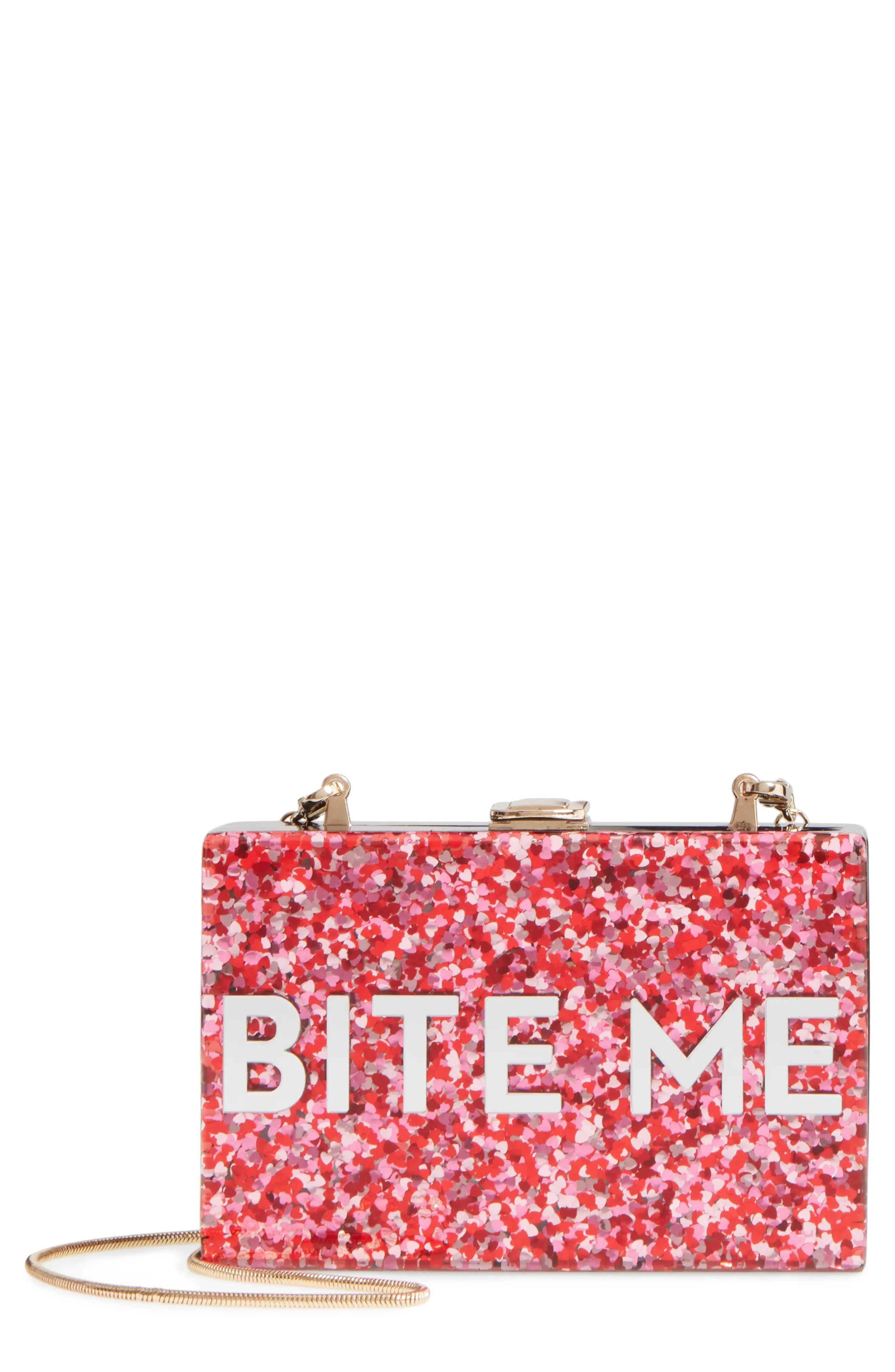 Bite Me Glitter Box Clutch | Nordstrom