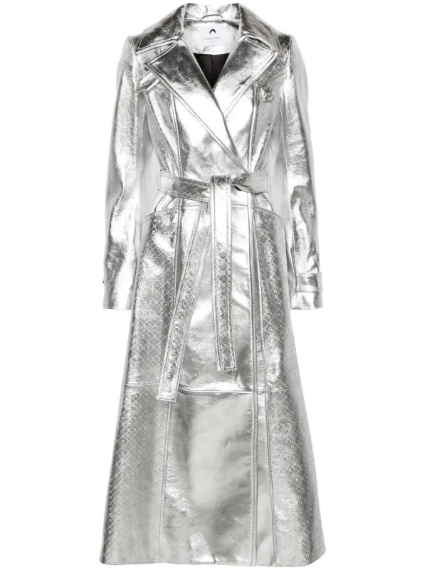 Moonogram-debossed laminated-leather trench coat | Farfetch Global