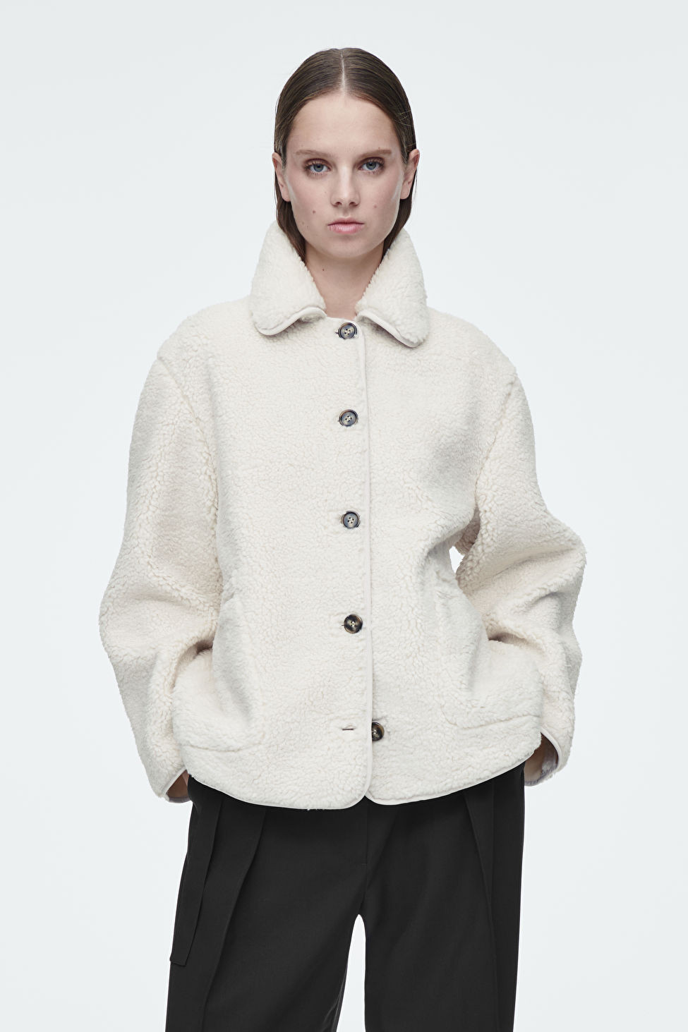 COLLARED FAUX SHEARLING JACKET | COS (US)