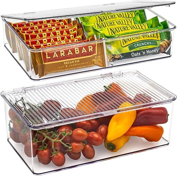 Sorbus Sturdy Plastic Storage Bins with Lid- Stackable Refrigerator Organizer Bins- MultiPurpose ... | Amazon (US)