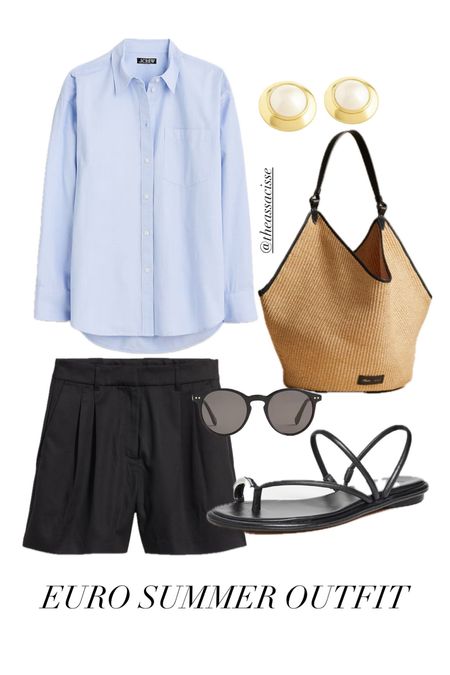 Looking for European summer outfits ideas  for your upcoming trip? Here is a cute and easy outfit featuring black shorts and a button up shirt. Summer shorts outfit idea . 

#LTKShoeCrush #LTKPlusSize #LTKMidsize