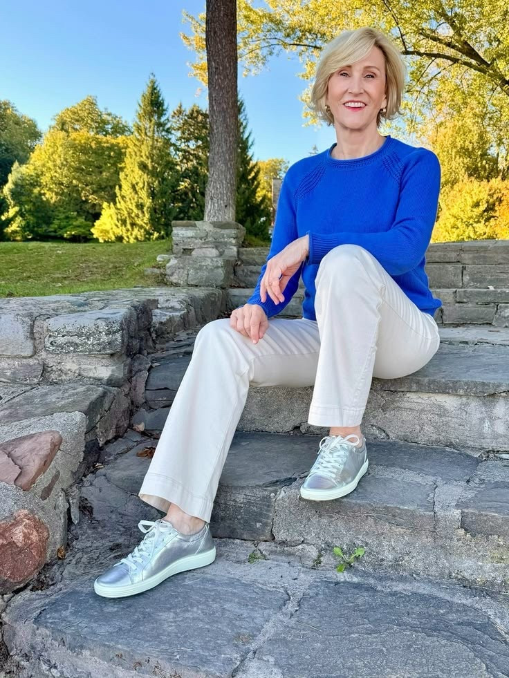 Silver sneakers might just be my favorite little style trick right now. ✨

I paired them with ecru jeans and a cozy blue sweater today, and it’s one of those outfits that feels simple but still a little elevated. The metallic sneakers add just enough interest and make the whole look feel more modern without trying too hard.

If you’re looking for modern sneakers for women over 50 that instantly update your outfits, metallics are such an easy place to start. They work like a neutral but add a fun twist to everyday basics like denim, knits, and even casual dresses.

#LTKOver40 #LTKootd #LTKSeasonal