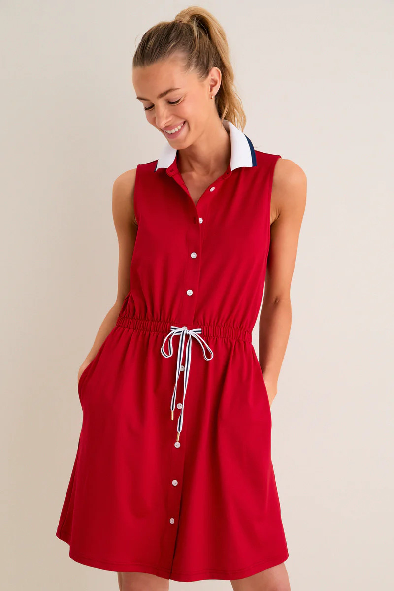 Eden Green Gingham Sleeveless Performance Seersucker Alcott Golf Dress | Tuckernuck (US)