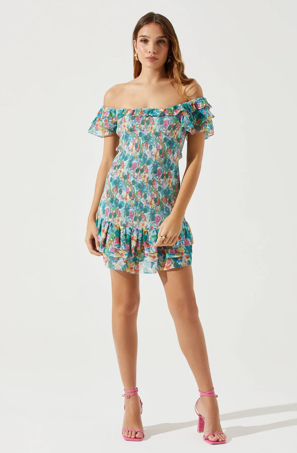 Flutter Sleeve Smocked Mini Dress | ASTR The Label (US)