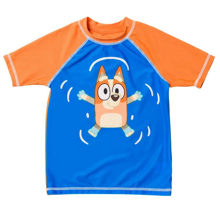Bluey Bingo Toddler Boys Rash Guard and Swim Trunks Outfit Set Blue Orange 2T | Walmart (US)