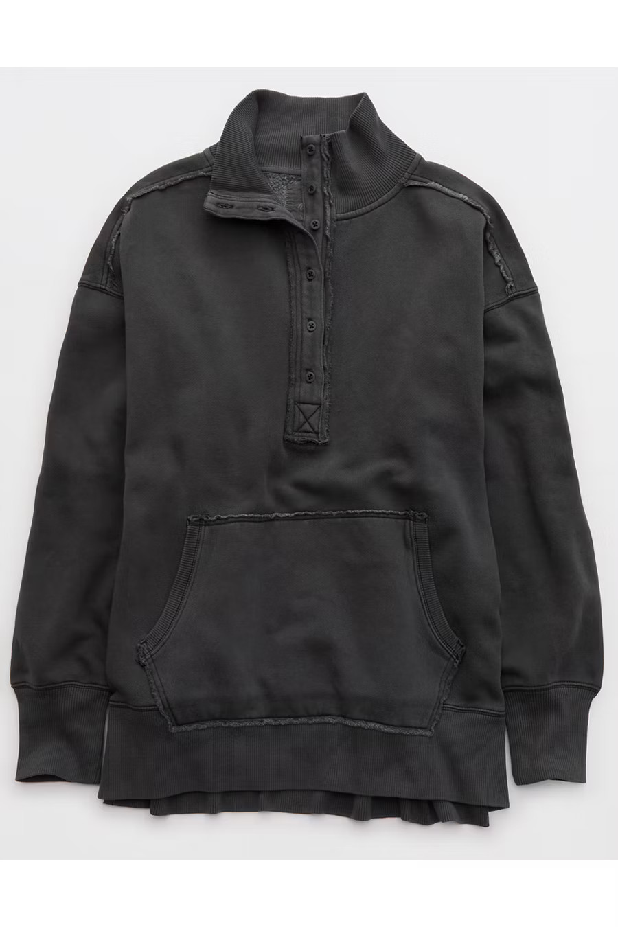 Aerie Vintage Popover Polo Sweatshirt Women's Smoked Gray XXS | American Eagle Outfitters (US & CA)