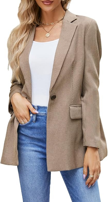 JASAMBAC Womens Blazers for Work Lapel Open Front Long Sleeve Suit Jackets Work Jacket for Busine... | Amazon (US)