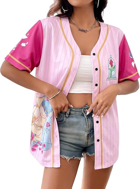 Amazon.com: Magic Kingdom Shirt Women Princess Baseball Jersey Magical Castle Graphic Tees Family... | Amazon (US)