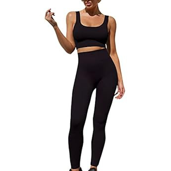 WodoWei Women 2 Piece Workout Outfits Sports Bra Seamless Leggings Yoga Gym Activewear Set | Amazon (US)