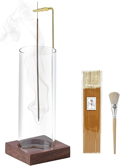 Ceremony Incense Holder, Wooden Incense Holder for Sticks with Glass Ash Catcher, Anti-ash Incens... | Amazon (US)